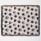 Black and White Evil Eye Woven Throw Blanket - DesignerOllie.com