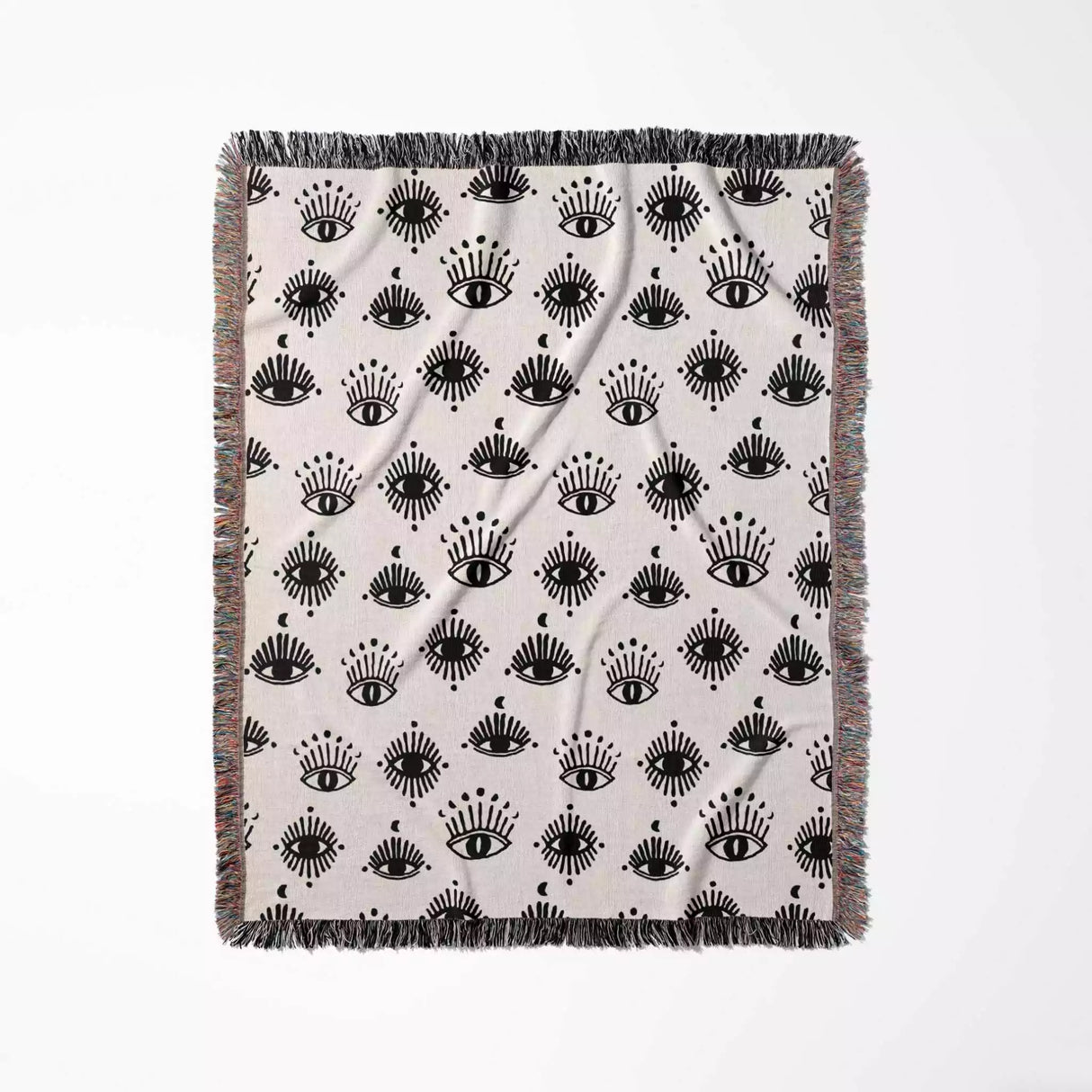 Black and White Evil Eye Woven Throw Blanket - DesignerOllie.com