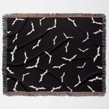 Black and White Halloween Blanket with Bats - DesignerOllie.com