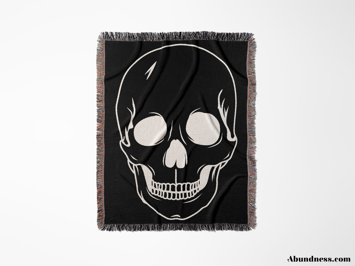 Black and White Large Skull Woven Throw Blanket