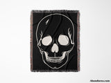 Black and White Large Skull Woven Throw Blanket