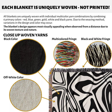 Black and White Marble Woven Throw Blanket - DesignerOllie.com