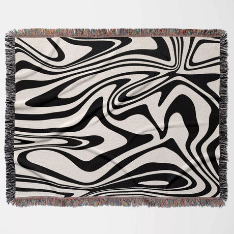 Black and White Marble Woven Throw Blanket - DesignerOllie.com