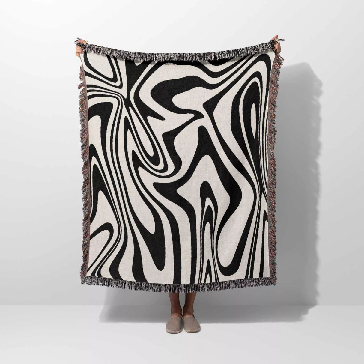 Black and White Marble Woven Throw Blanket - DesignerOllie.com