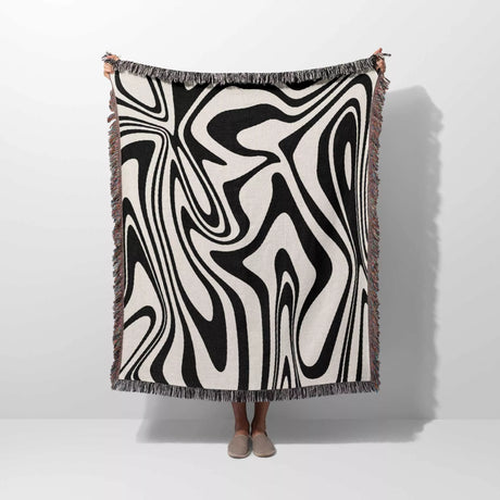 Black and White Marble Woven Throw Blanket - DesignerOllie.com