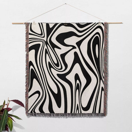 Black and White Marble Woven Throw Blanket - DesignerOllie.com
