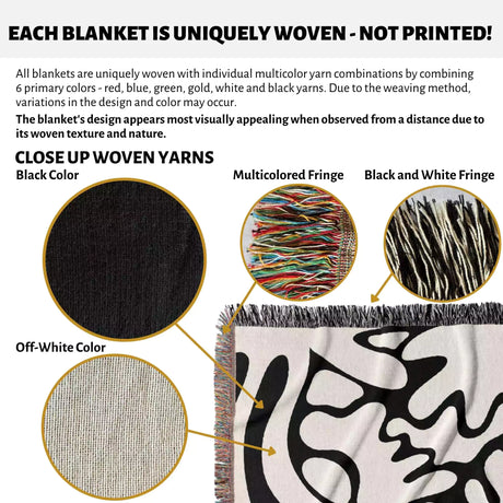 Black and White Matisse Style Woven Throw Blanket - DesignerOllie.com