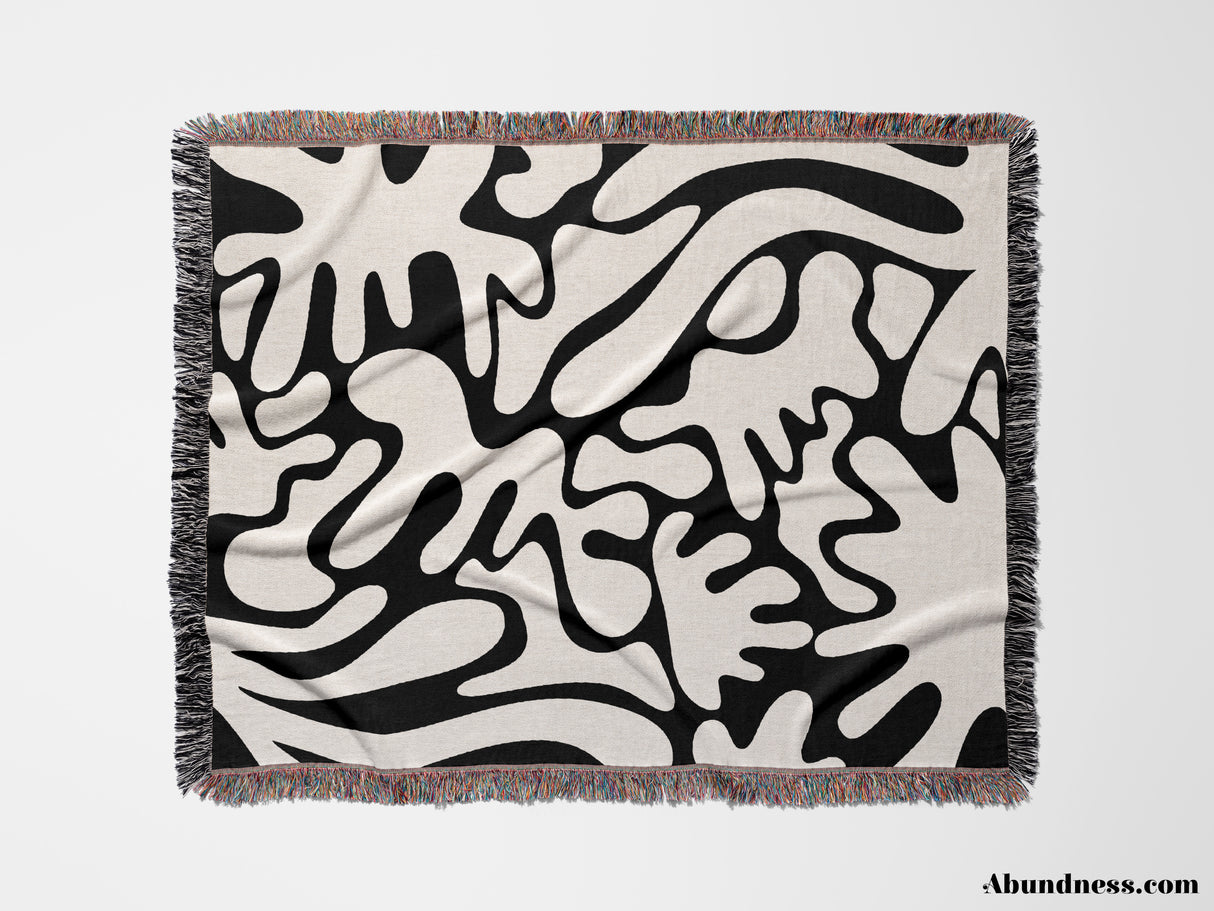 Black and White Matisse Style Woven Throw Blanket