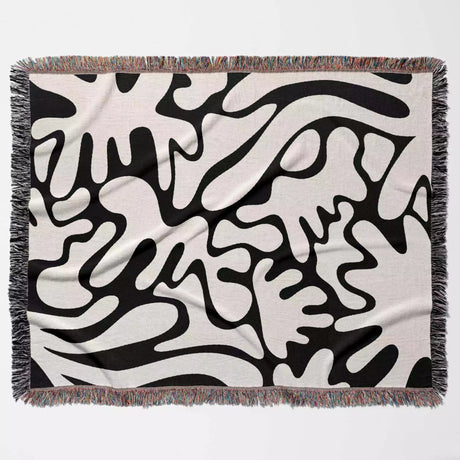 Black and White Matisse Style Woven Throw Blanket - DesignerOllie.com