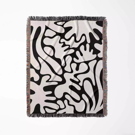 Black and White Matisse Style Woven Throw Blanket - DesignerOllie.com