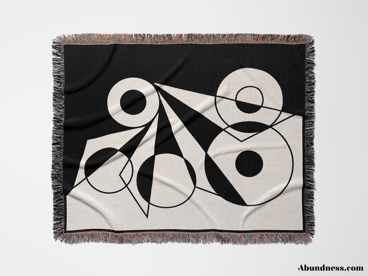 Black and White Geometric Art Woven Throw Blanket