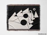 Black and White Geometric Design Woven Throw Blanket