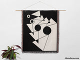 Black and White Geometric Design Woven Throw Blanket