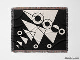 Black and White Modern Geometric Woven Throw Blanket