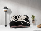 Black and White Modern Geometric Woven Throw Blanket