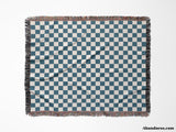 Blue Checker Woven Throw Blanket