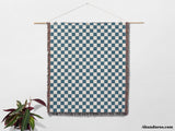 Blue Checker Woven Throw Blanket