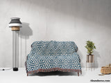 Blue Luxury Geometric Pattern Woven Throw Blanket and Tapestry