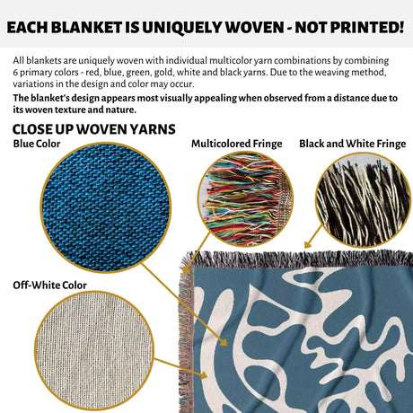 Blue Matisse Woven Throw Blanket - DesignerOllie.com