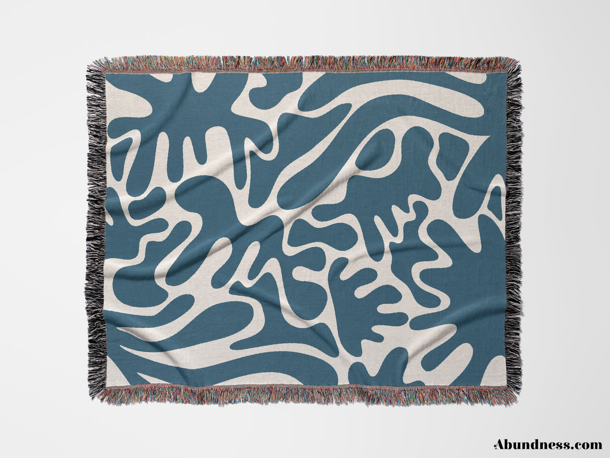 Blue Matisse Woven Throw Blanket