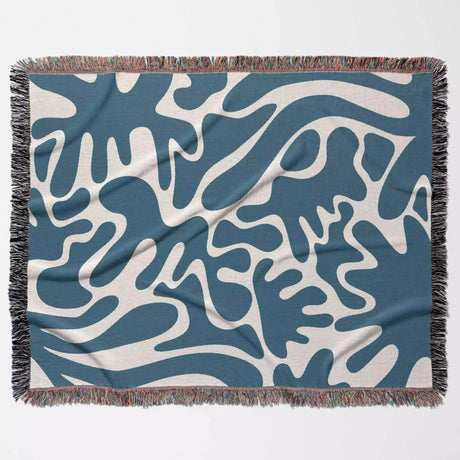 Blue Matisse Woven Throw Blanket - DesignerOllie.com