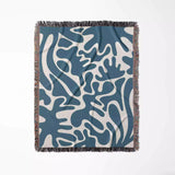 Blue Matisse Woven Throw Blanket - DesignerOllie.com