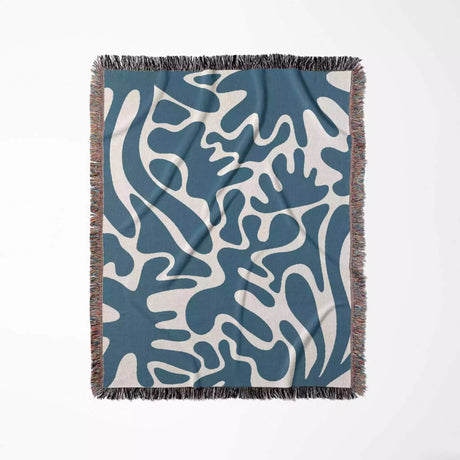 Blue Matisse Woven Throw Blanket - DesignerOllie.com