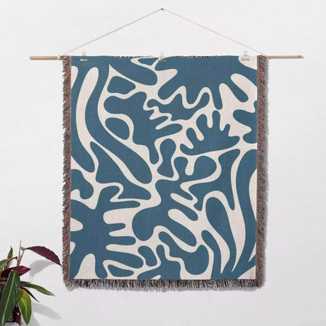 Blue Matisse Woven Throw Blanket - DesignerOllie.com