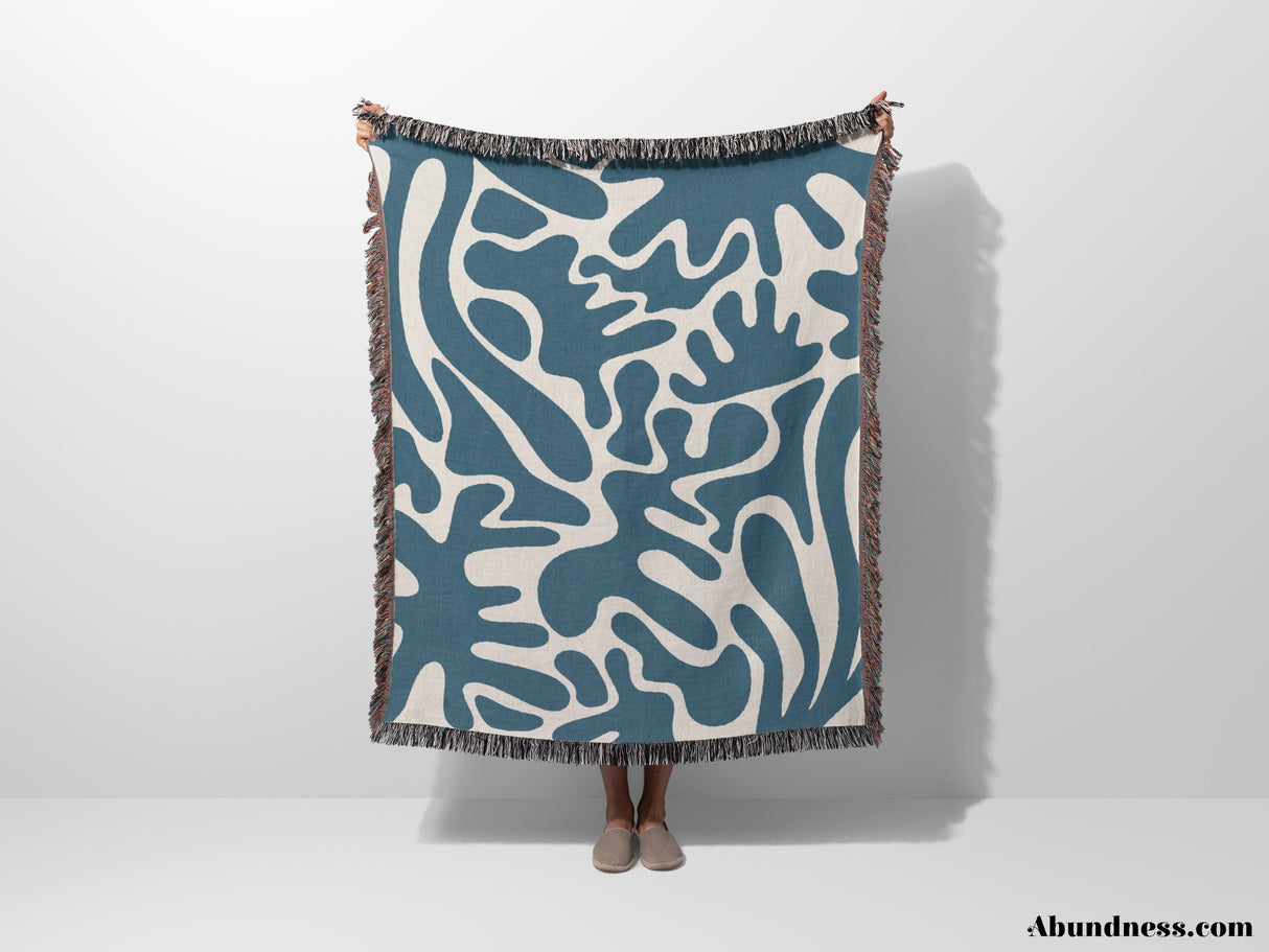 Blue Matisse Woven Throw Blanket