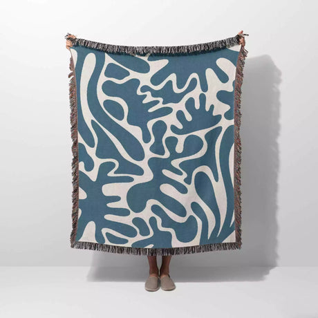 Blue Matisse Woven Throw Blanket - DesignerOllie.com