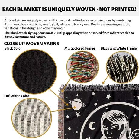 Cancer Zodiac Sign Astrology Woman Woven Throw Blanket Tapestry - DesignerOllie.com