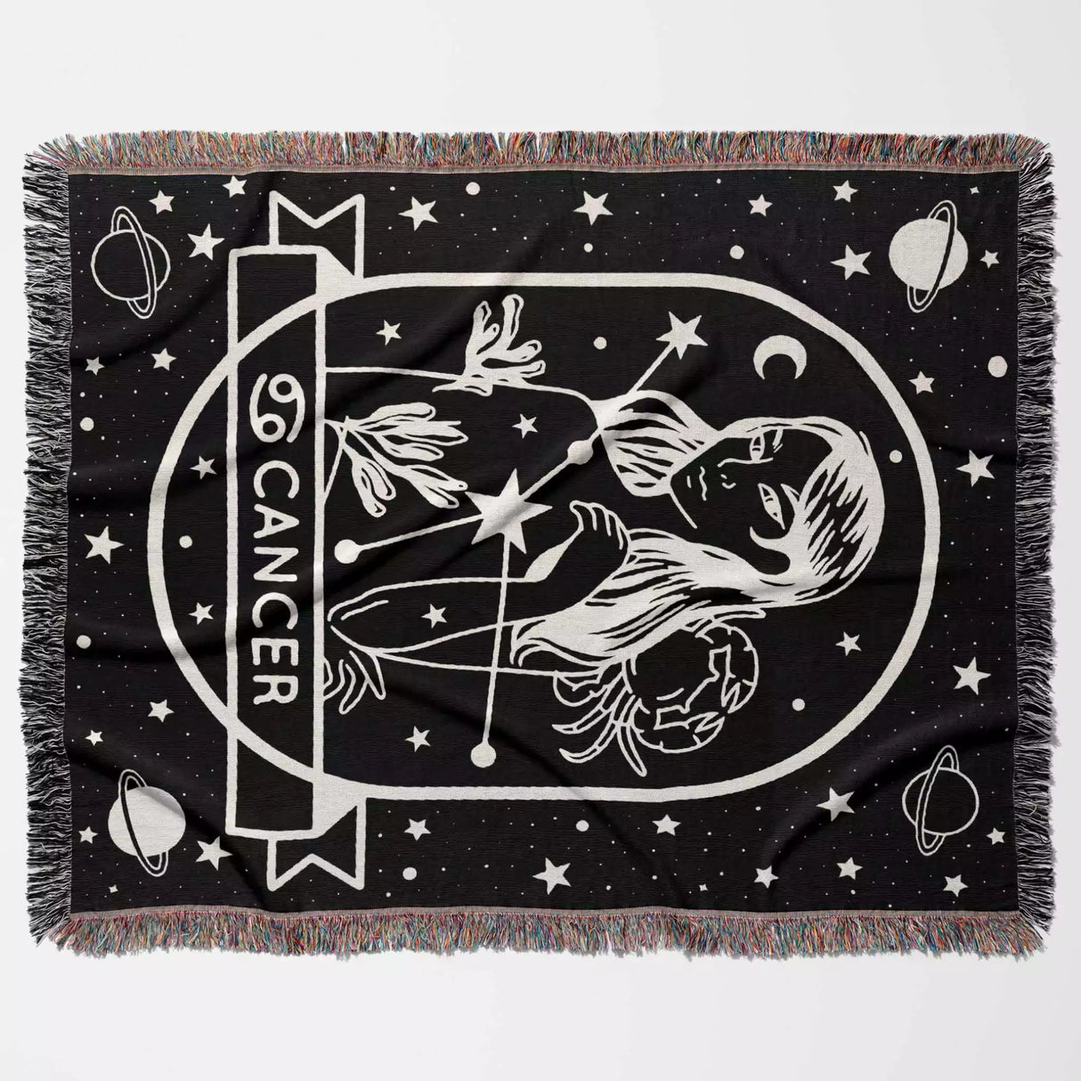 Cancer Zodiac Sign Astrology Woman Woven Throw Blanket Tapestry - DesignerOllie.com