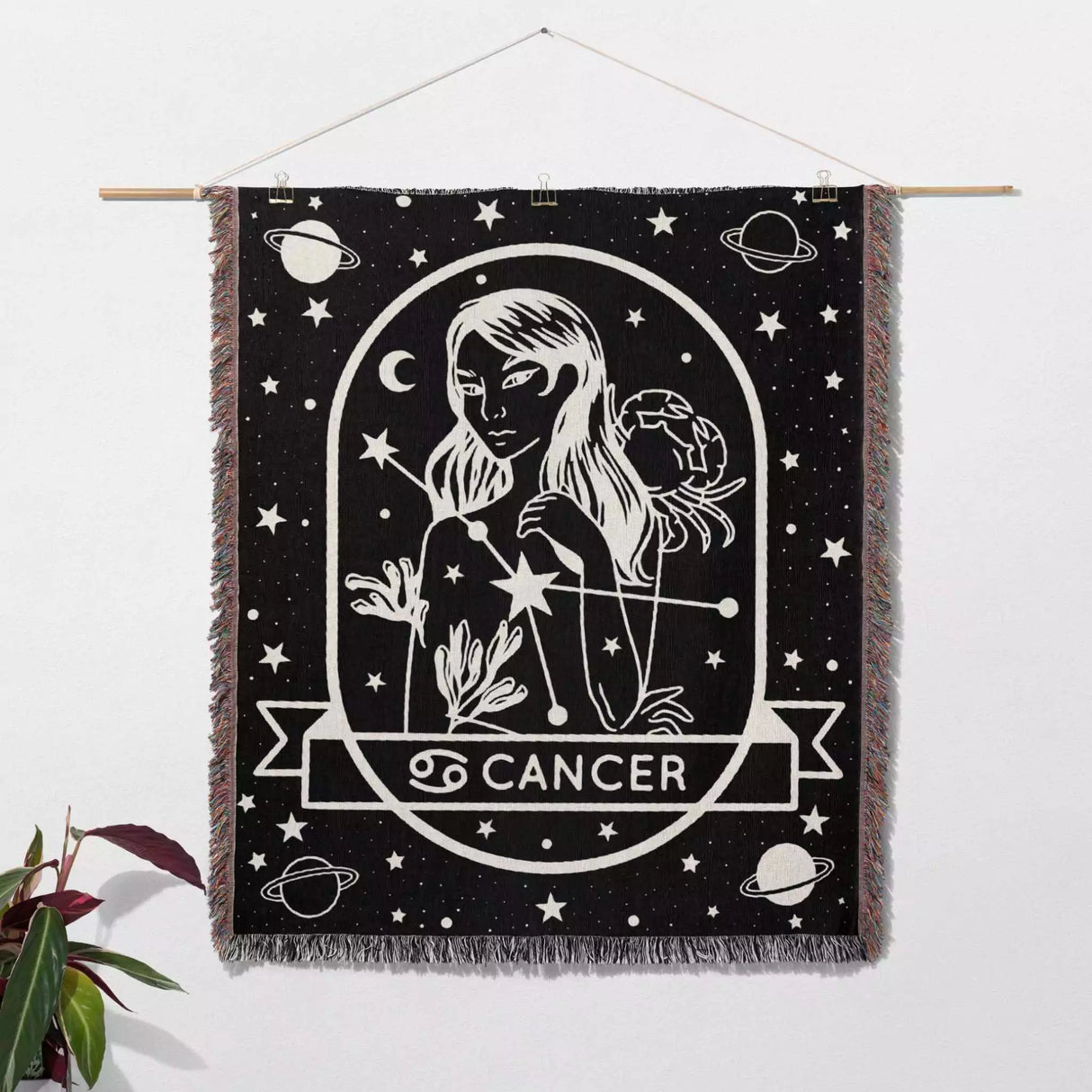 Cancer Zodiac Sign Astrology Woman Woven Throw Blanket Tapestry - DesignerOllie.com