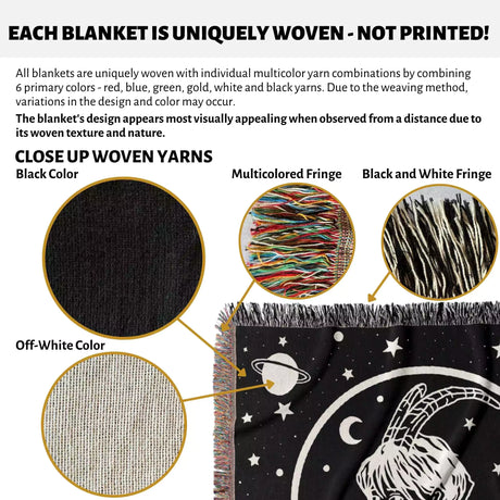 Capricorn Zodiac Sign Astrology Woman Woven Throw Blanket Tapestry - DesignerOllie.com