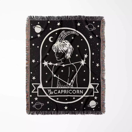 Capricorn Zodiac Sign Astrology Woman Woven Throw Blanket Tapestry - DesignerOllie.com