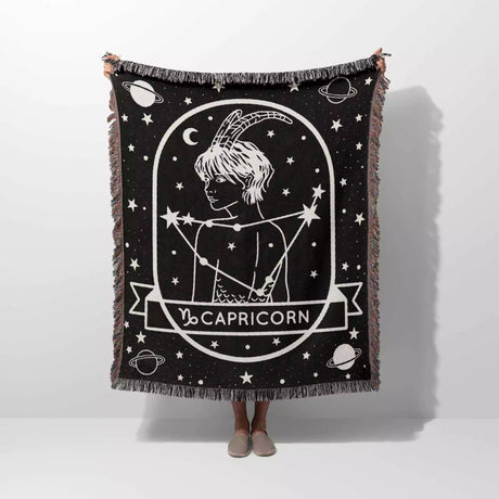Capricorn Zodiac Sign Astrology Woman Woven Throw Blanket Tapestry - DesignerOllie.com