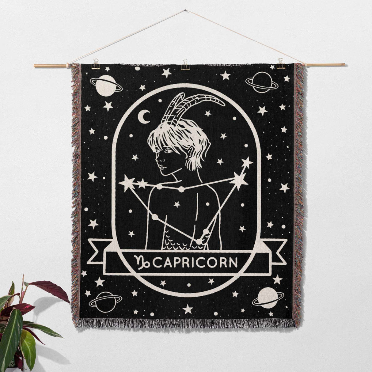 Capricorn Zodiac Sign Astrology Woman Woven Throw Blanket Tapestry