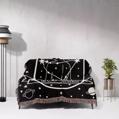 Capricorn Zodiac Sign Astrology Woman Woven Throw Blanket Tapestry - DesignerOllie.com