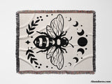 Celestial Bee with Moon Phases Woven Throw Blanket