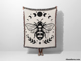 Celestial Bee with Moon Phases Woven Throw Blanket