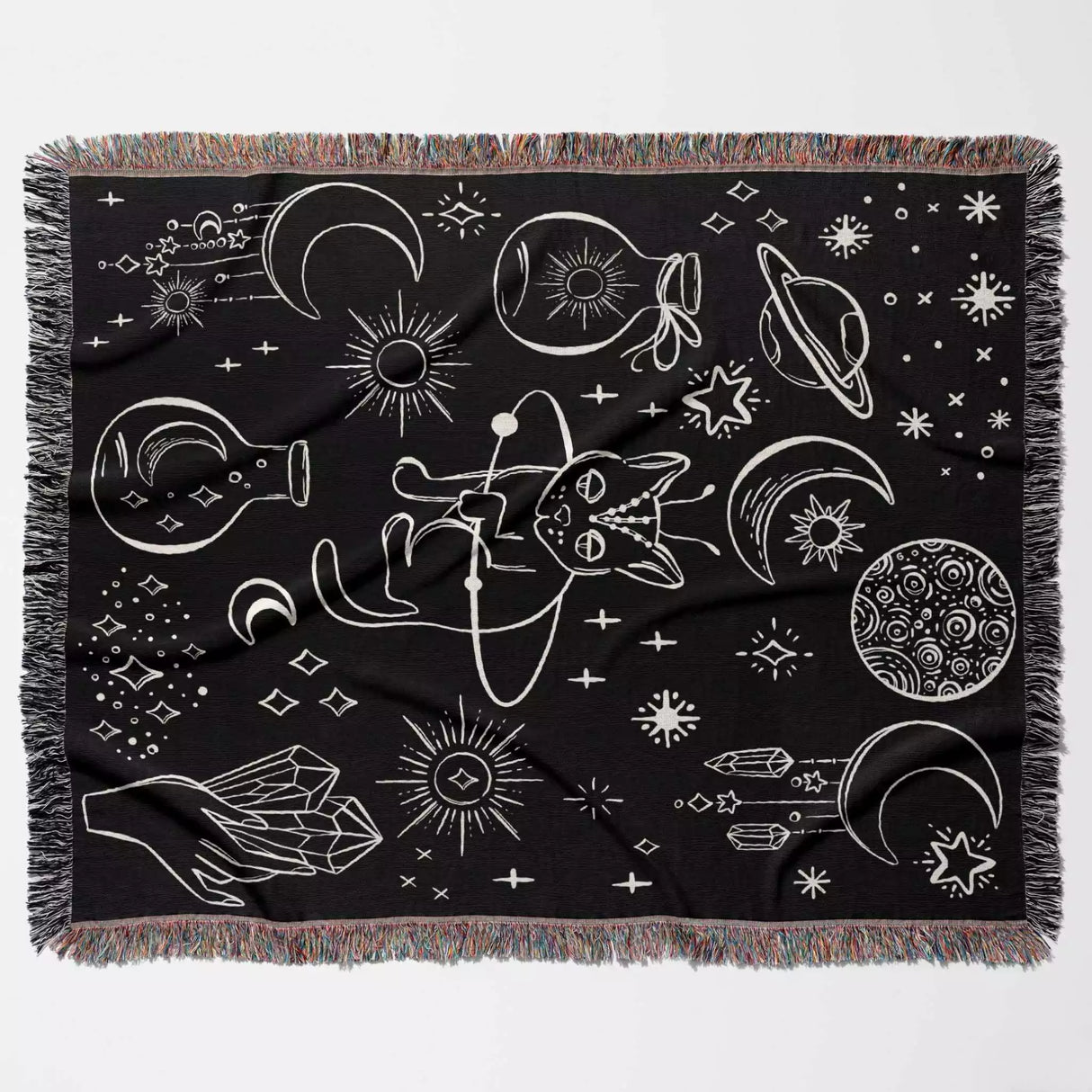 Celestial Cat and Elements Woven Throw Blanket - DesignerOllie.com