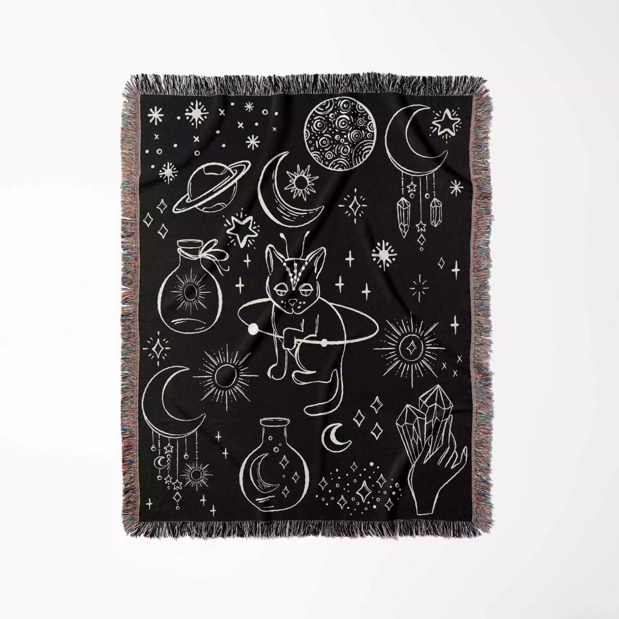 Celestial Cat and Elements Woven Throw Blanket - DesignerOllie.com