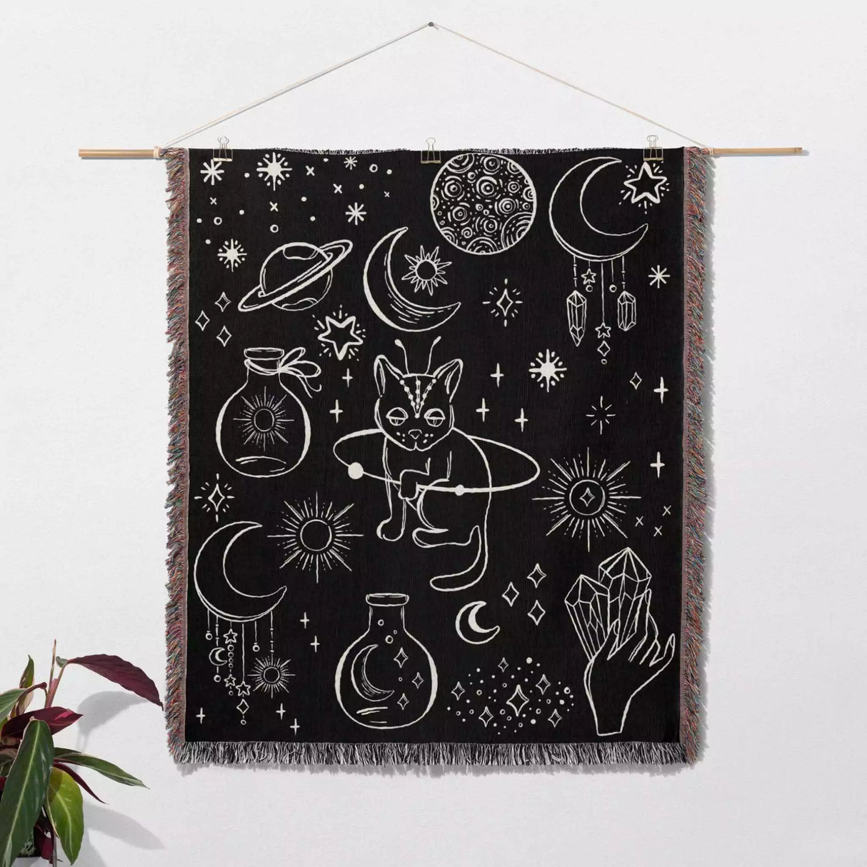 Celestial Cat and Elements Woven Throw Blanket - DesignerOllie.com
