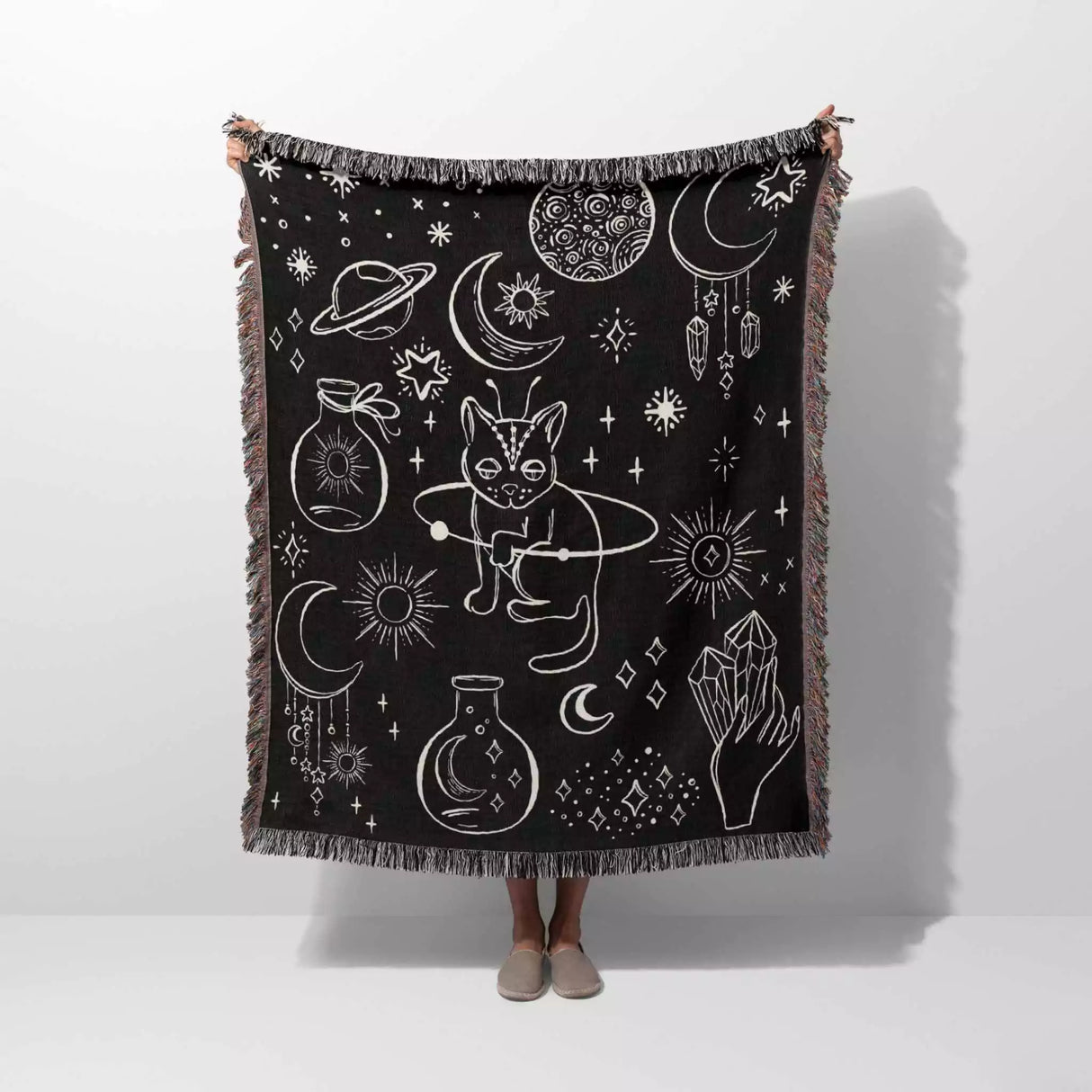 Celestial Cat and Elements Woven Throw Blanket - DesignerOllie.com