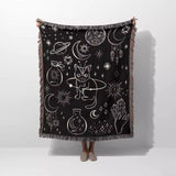 Celestial Cat and Elements Woven Throw Blanket - DesignerOllie.com