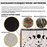 Celestial Moth with Moon Phases Woven Throw Blanket - DesignerOllie.com