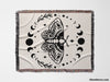 Celestial Moth with Moon Phases Woven Throw Blanket