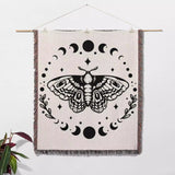 Celestial Moth with Moon Phases Woven Throw Blanket - DesignerOllie.com