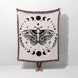 Celestial Moth with Moon Phases Woven Throw Blanket - DesignerOllie.com