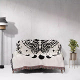 Celestial Moth with Moon Phases Woven Throw Blanket - DesignerOllie.com